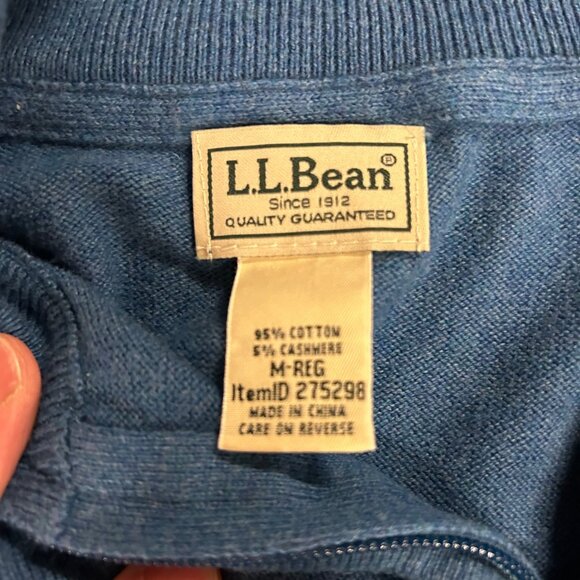 L.L. Bean 1/4 Zip Sweater Mock Neck Cashmere Cotton Blend Size M GUC - Picture 6 of 9